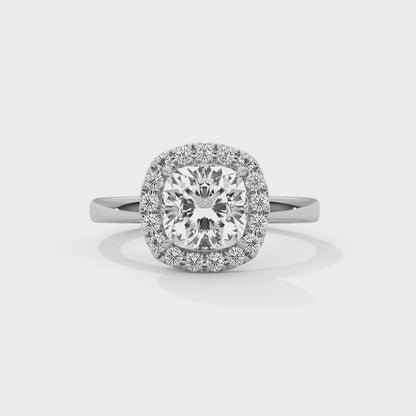 Cushion Halo Solitaire Engagement Ring Platinum | Lab Grown Diamond