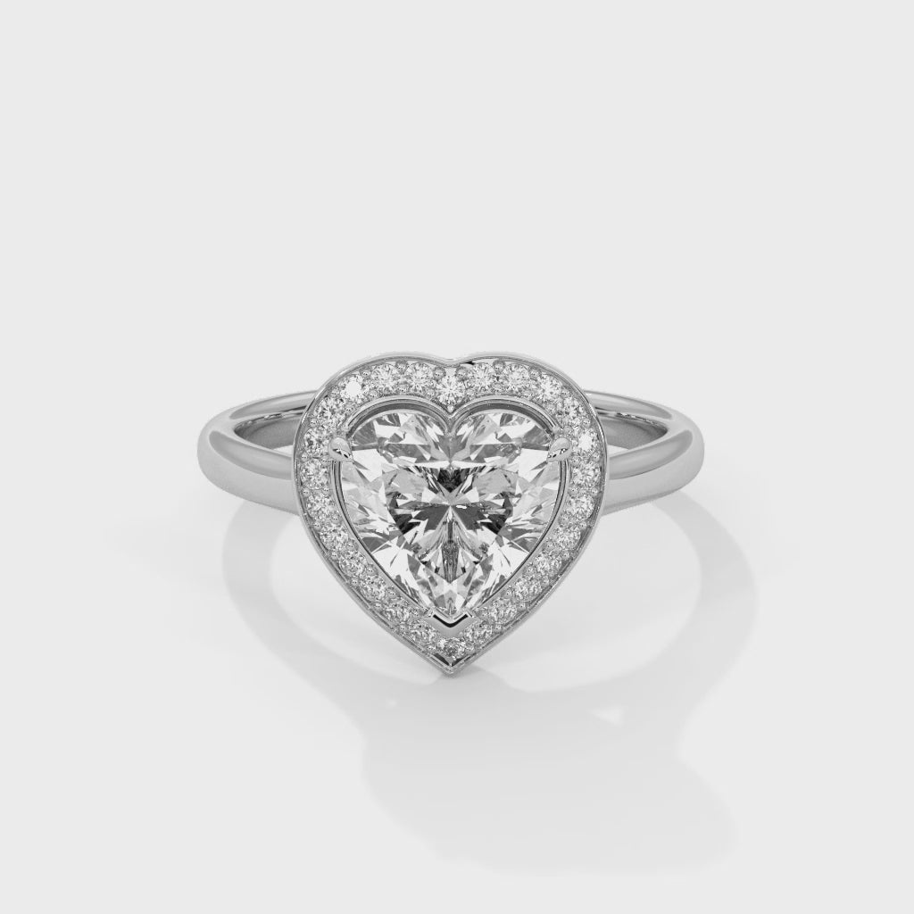 Heart Halo Engagement Ring Platinum | Lab Grown Diamond