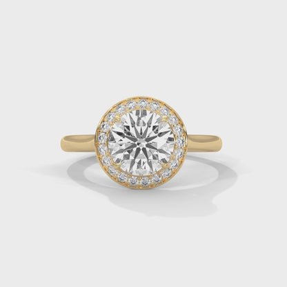 Halo Cathedral Engagement Ring 18K | Lab Grown Diamond