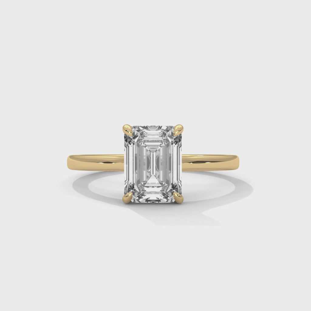 Emerald Engagement Ring 18K | Lab Grown Diamond