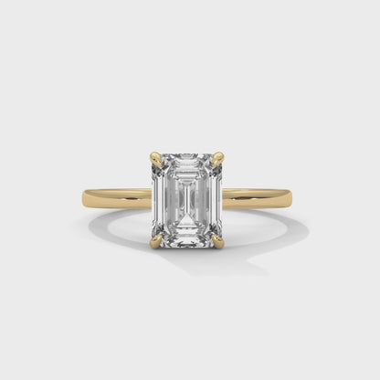 Emerald Engagement Ring 18K | Lab Grown Diamond