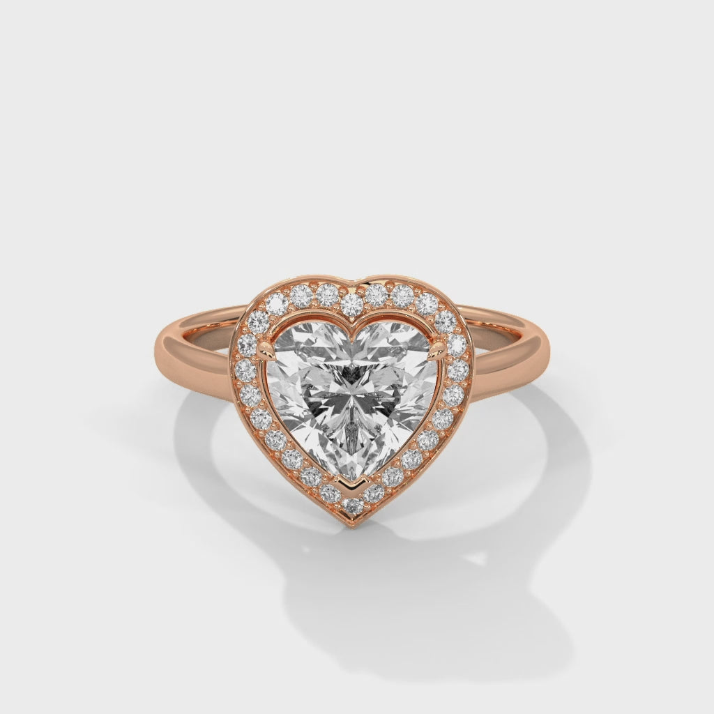 Heart Halo Engagement Ring 18K Rose Gold | Lab Grown Diamond