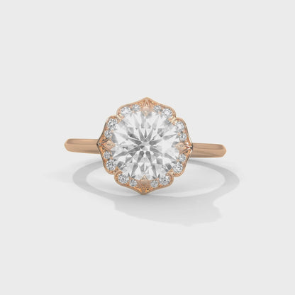 Flower Engagement Ring 18K Rose Gold | Lab Grown Diamond