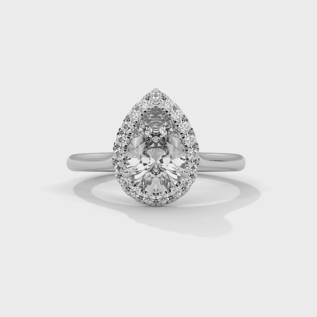Pear Halo Cathedral Engagement Ring Platinum | Lab Grown Diamond